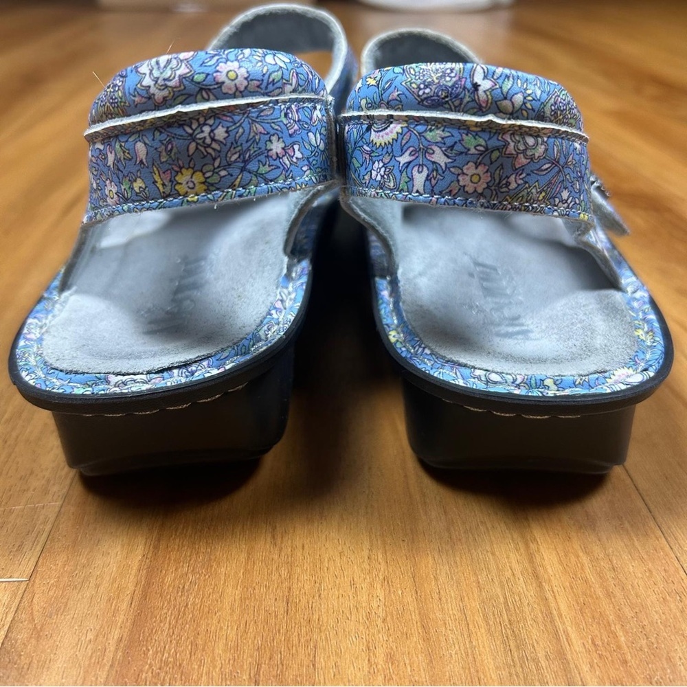 Alegria Vienna Blue Floral Comfort Sandals Hook Loop Strap Size 41 EU 10/ 10.5 - Picture 7 of 10
